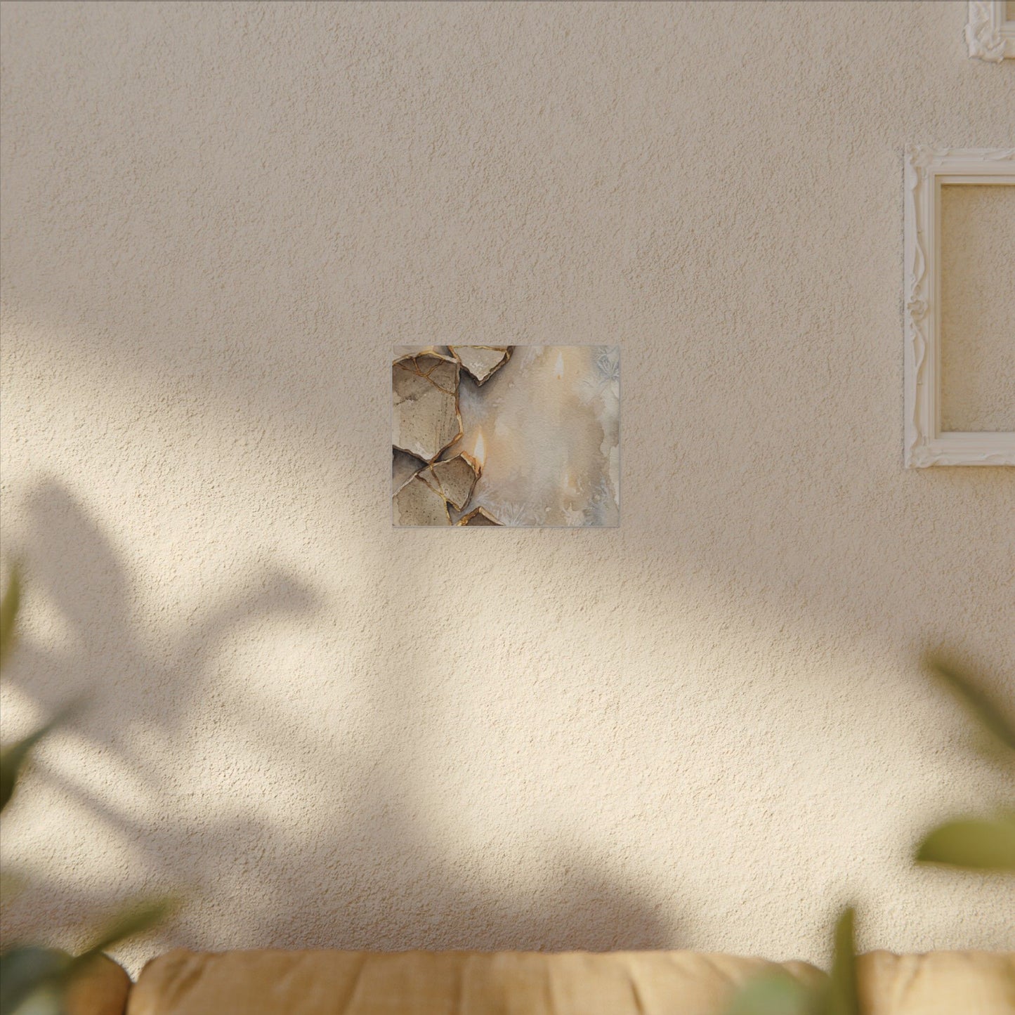 Broken Pottery Winter Canvas Art | Japandi Warm Design