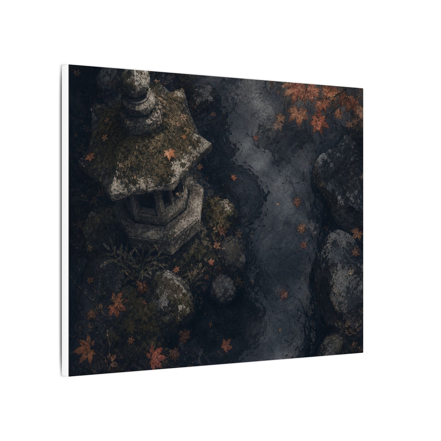 Stone Lantern Canvas Art | Autumn Japandi Texture Art