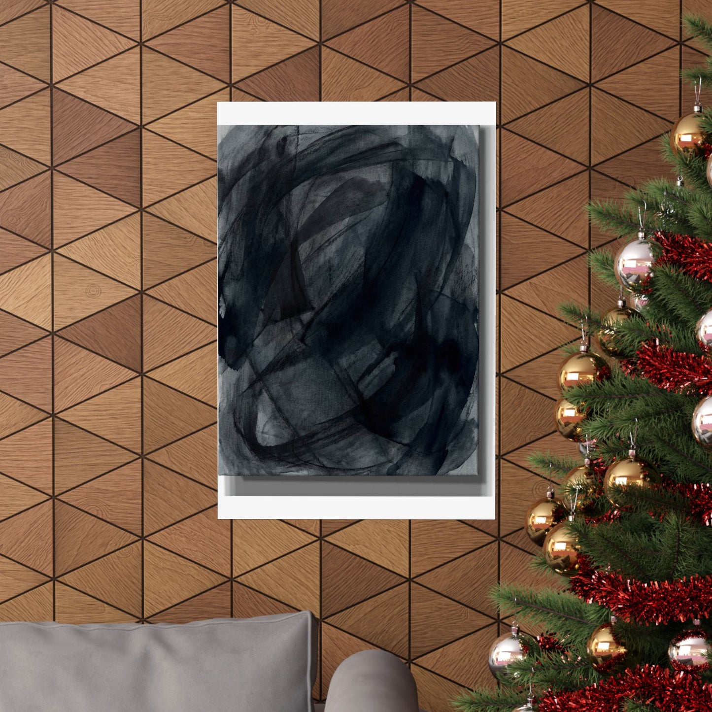 Deep Tones Dark Japandi Charcoal Wall Art Print