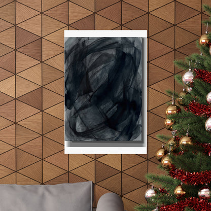 Deep Tones Dark Japandi Charcoal Wall Art Print