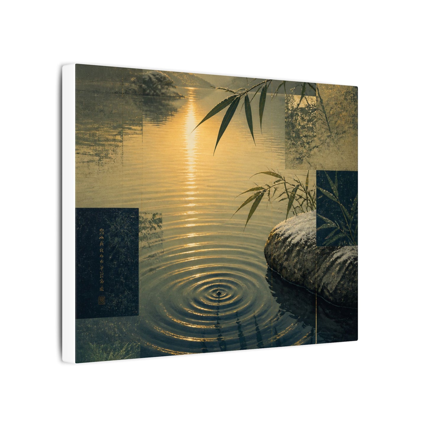 Zen Water Ripple in Golden Hour | Ukiyo E Inspired Canvas Art