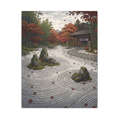Autumn Rock Garden Ukiyo E Inspired Canvas Art | Peaceful Decor