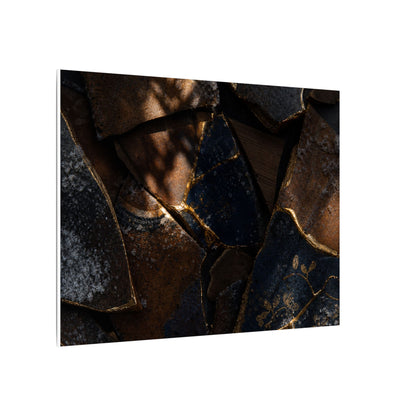 Fukinsei Broken Pottery Canvas Art - Dark Japandi Dark Texture