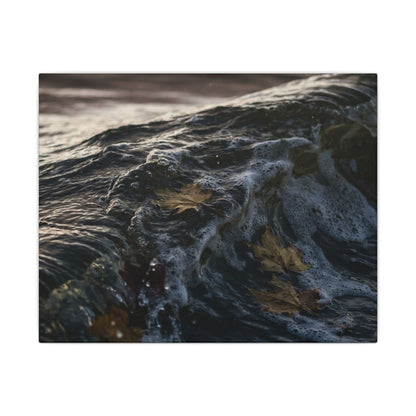 Dark Japandi Ocean Wave in Dawn | Moody Minimal Canvas Art