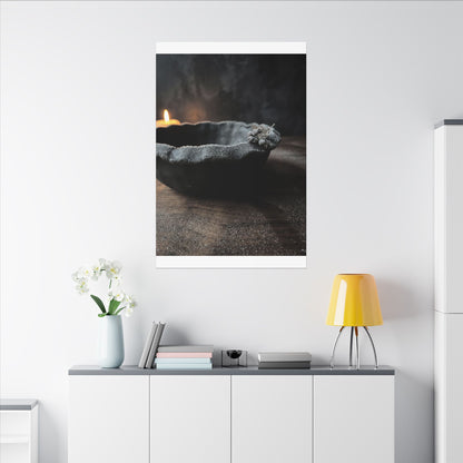 Ceramic Bowl Canvas Art | Winter Dark Japandi Shadow Zen Art
