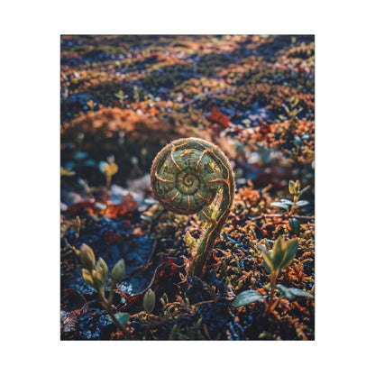 Kintsugi Fern Unfurling in Dappled | Gold Vein Canvas Art