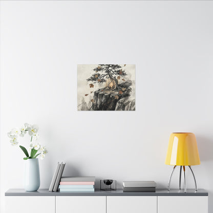 Pine Tree Autumn Canvas Art | Japandi Earthy Design