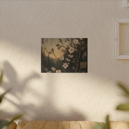Spring Cherry Blossom Herbarium Canvas Art | Nostalgic Decor