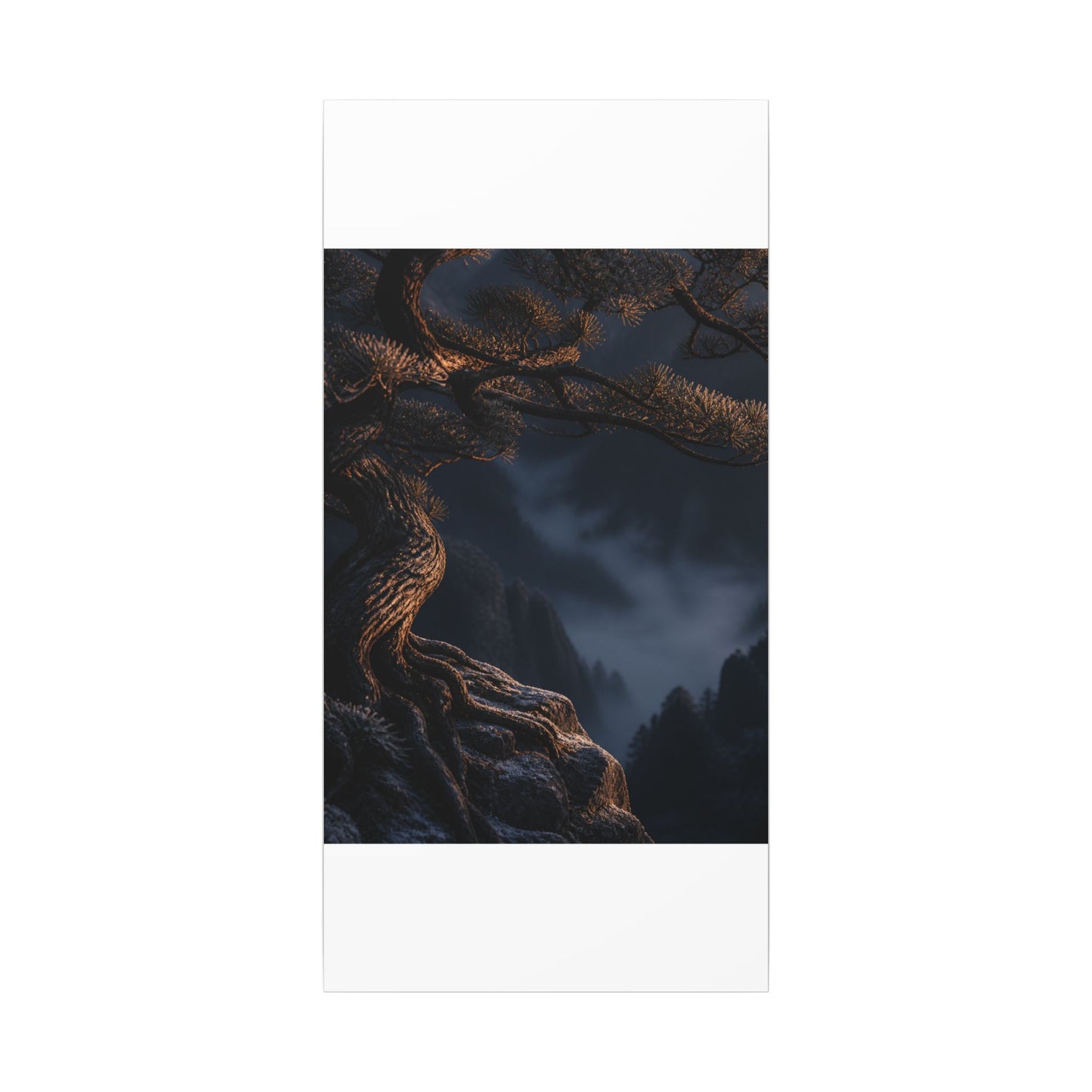 Bold Pine Tree Canvas Art - Shadow Zen Dark Japandi