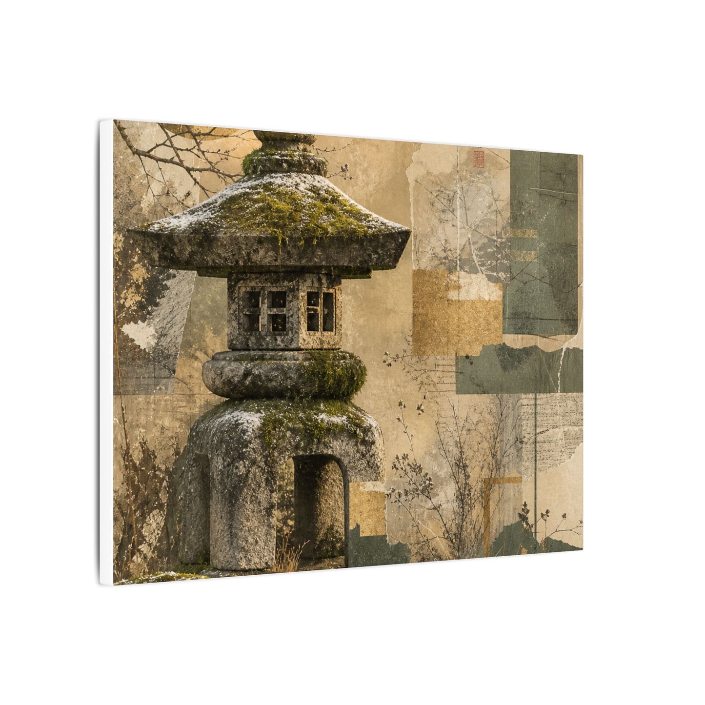 Elegant Stone Lantern Canvas Art - Texture Japandi