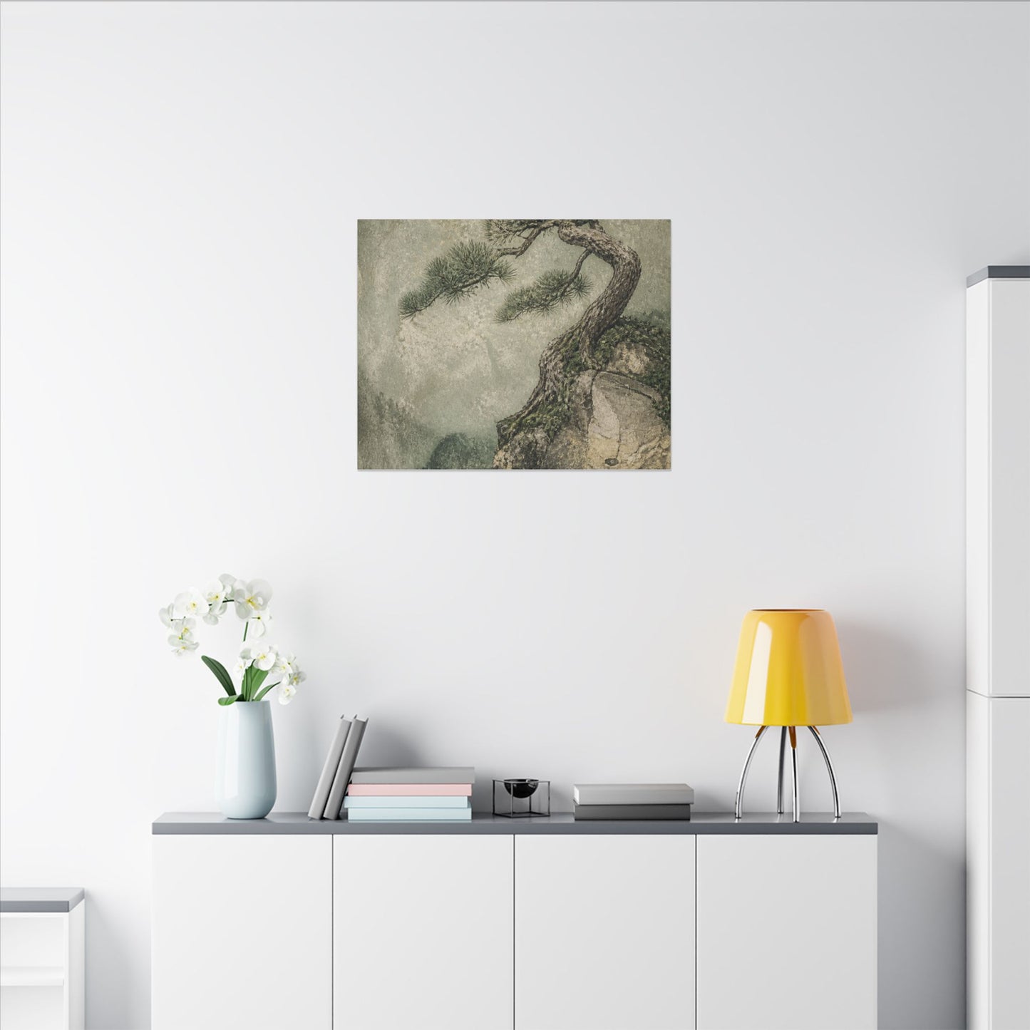 Fukinsei Pine Tree Canvas Art - Japandi Texture