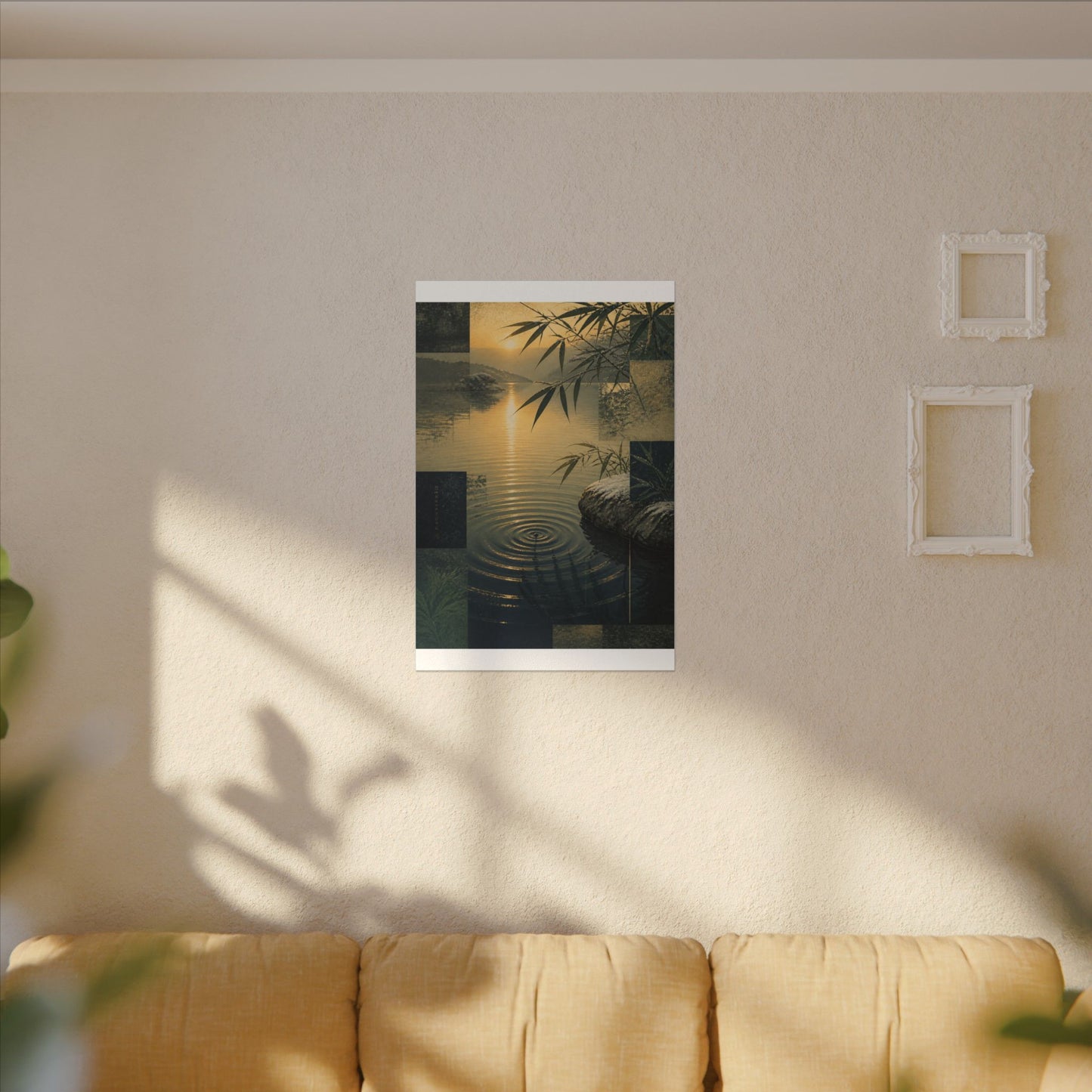 Zen Water Ripple in Golden Hour | Ukiyo E Inspired Canvas Art