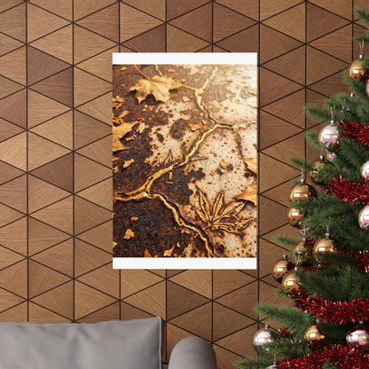 Rust Patina Wall Art Print | Autumn Kintsugi Gold Vein Art