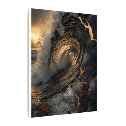 Kanso Ocean Wave Canvas Art - Kintsugi Gold Vein