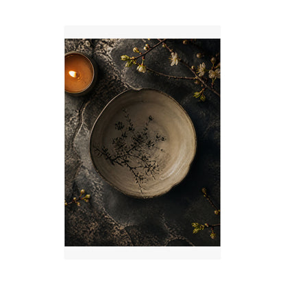 Neutral Ceramic Bowl Wall Art Print - Japanese Pattern Japandi