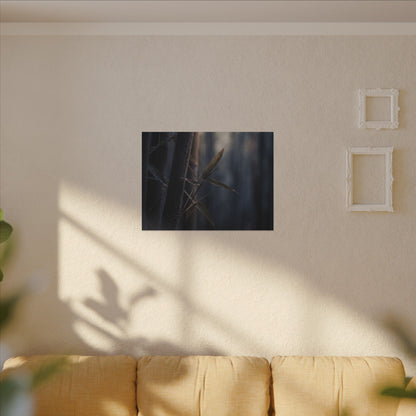 Dark Japandi Bamboo Grove in Dawn | Moody Minimal Canvas Art