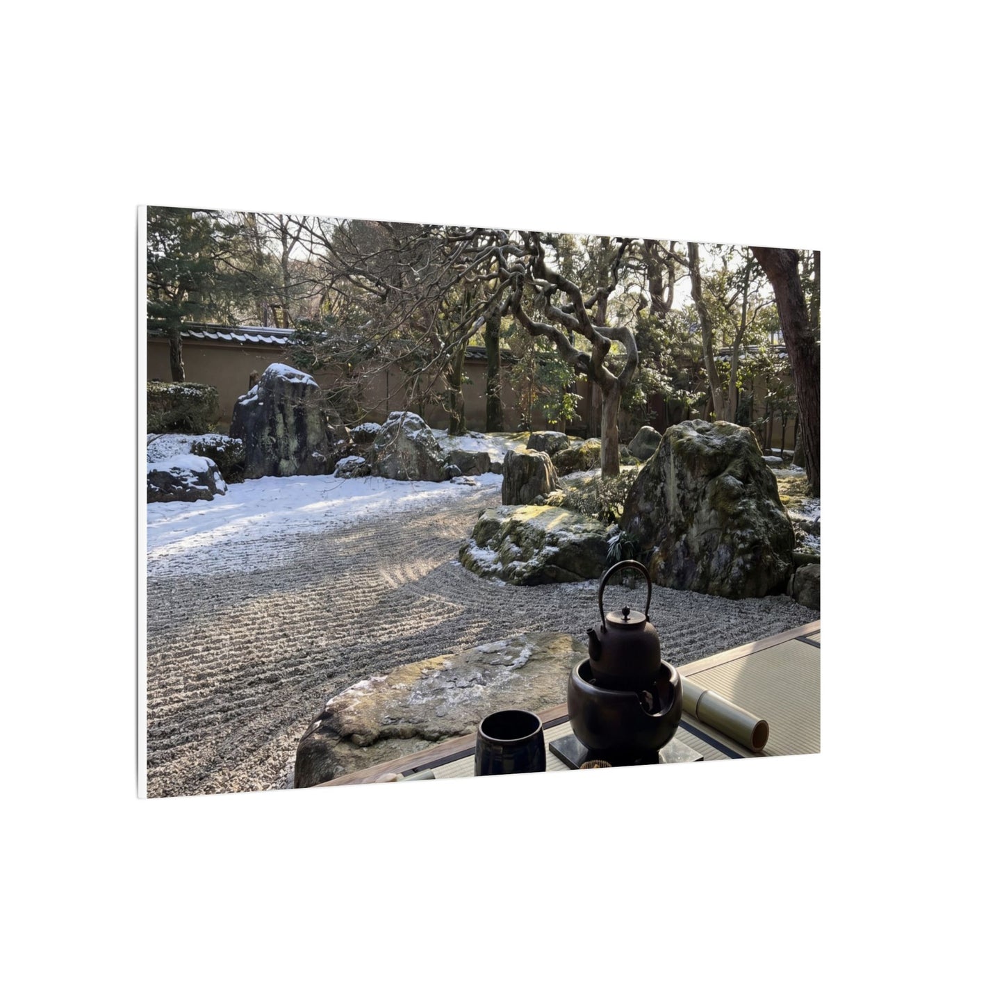 Winter Tea Ceremony Karesansui Canvas Art | Serene Decor