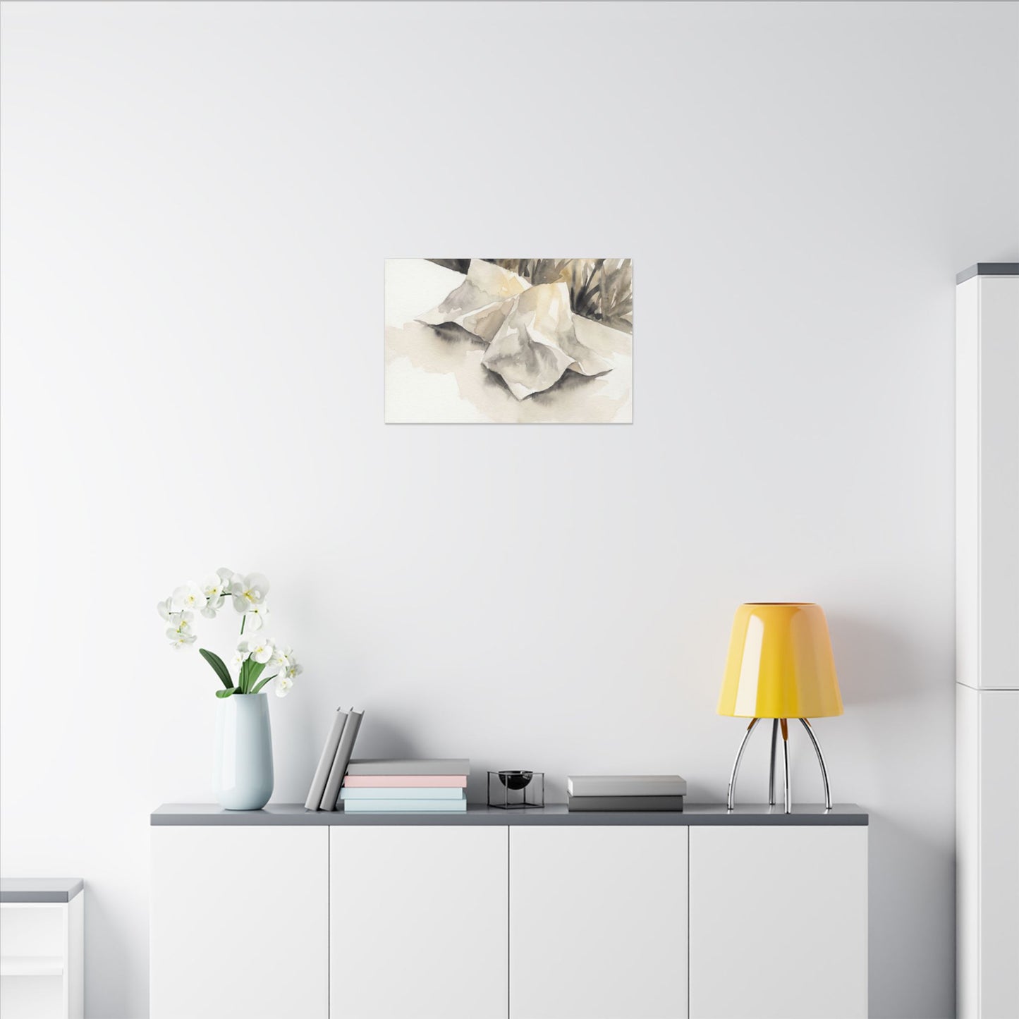 Paper Fold Watercolor Canvas Art | Warm Japandi Art