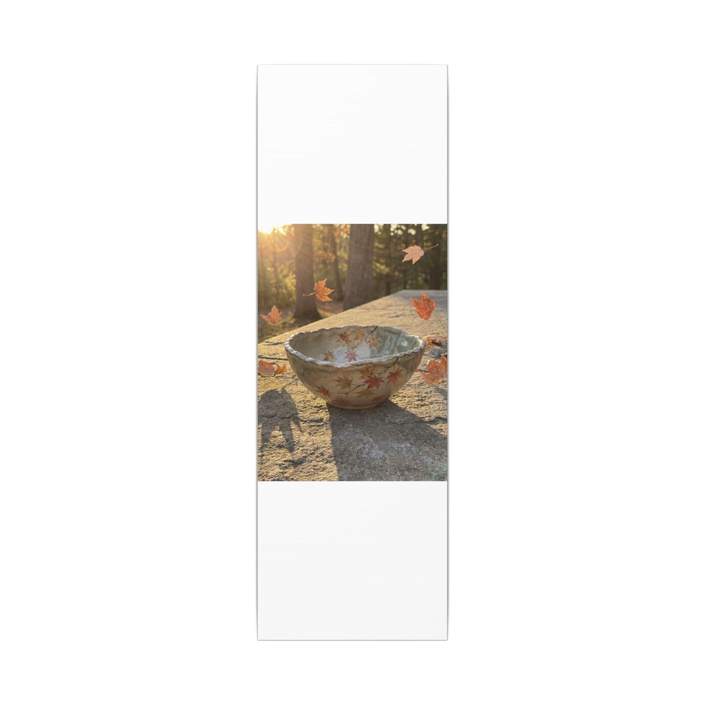 Japandi Ceramic Bowl in Golden Hour | Japanese Pattern Canvas Art