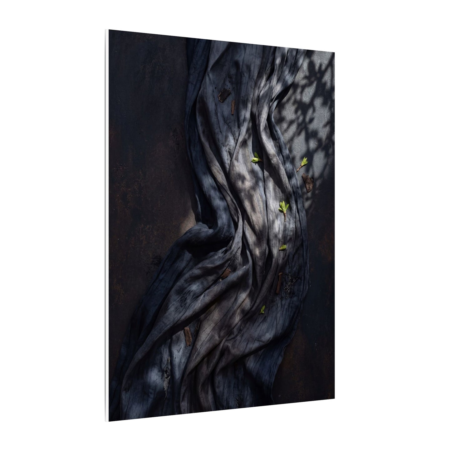 Seijaku Silk Drape Canvas Art - Dark Japandi Dark Texture