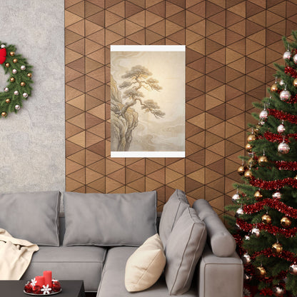 Golden Hour Pine Tree Wall Art Print - Japandi Shibui