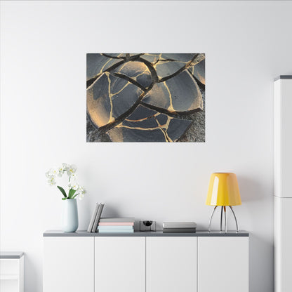 Broken Pottery Winter Canvas Art | Kintsugi Resilient Design