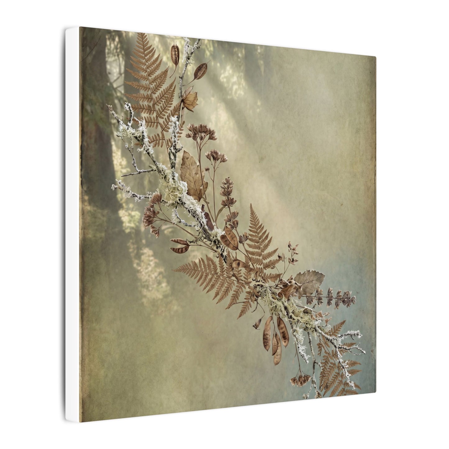Winter Dried Flowers Forest Whimsy Canvas Art | Earthy Decor