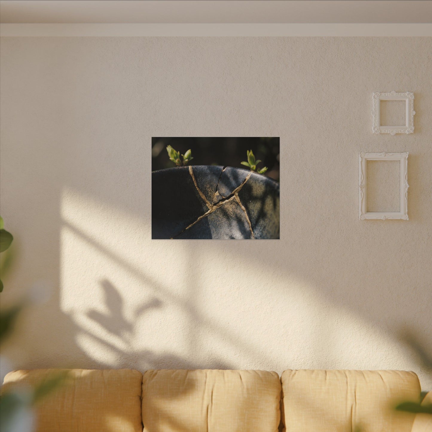 Seijaku Broken Pottery Canvas Art - Dark Japandi Shadow Zen