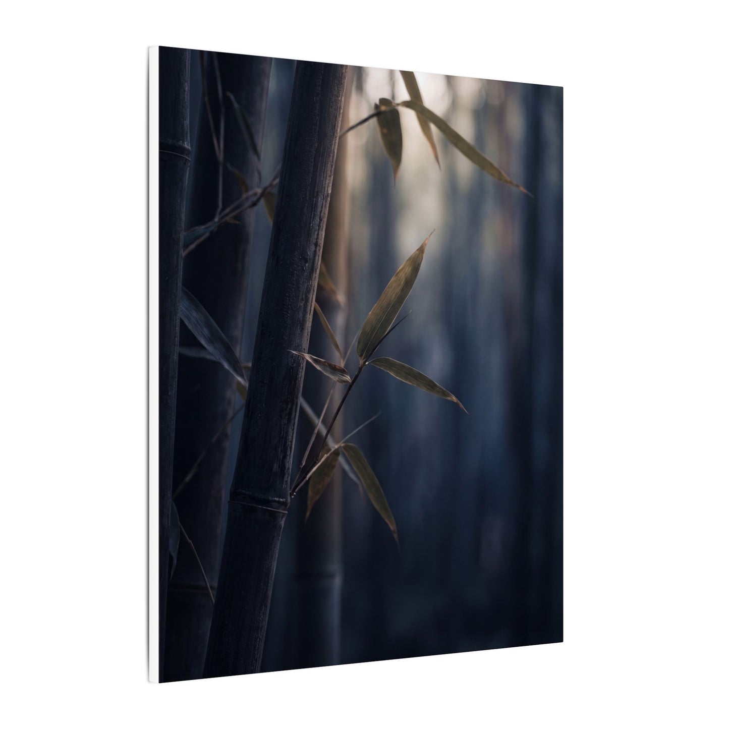 Dark Japandi Bamboo Grove in Dawn | Moody Minimal Canvas Art