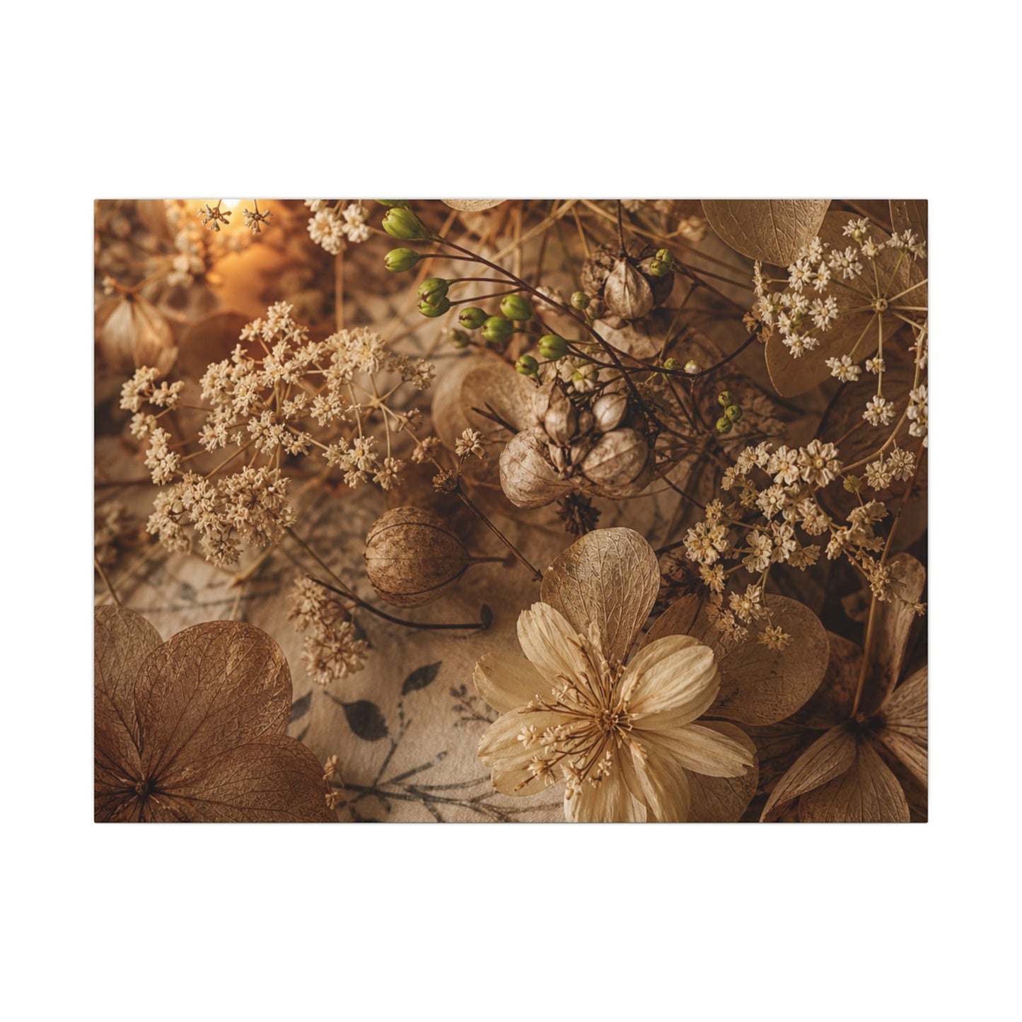 Spring Dried Flowers Japanese Pattern Canvas Art | Earthy Decor