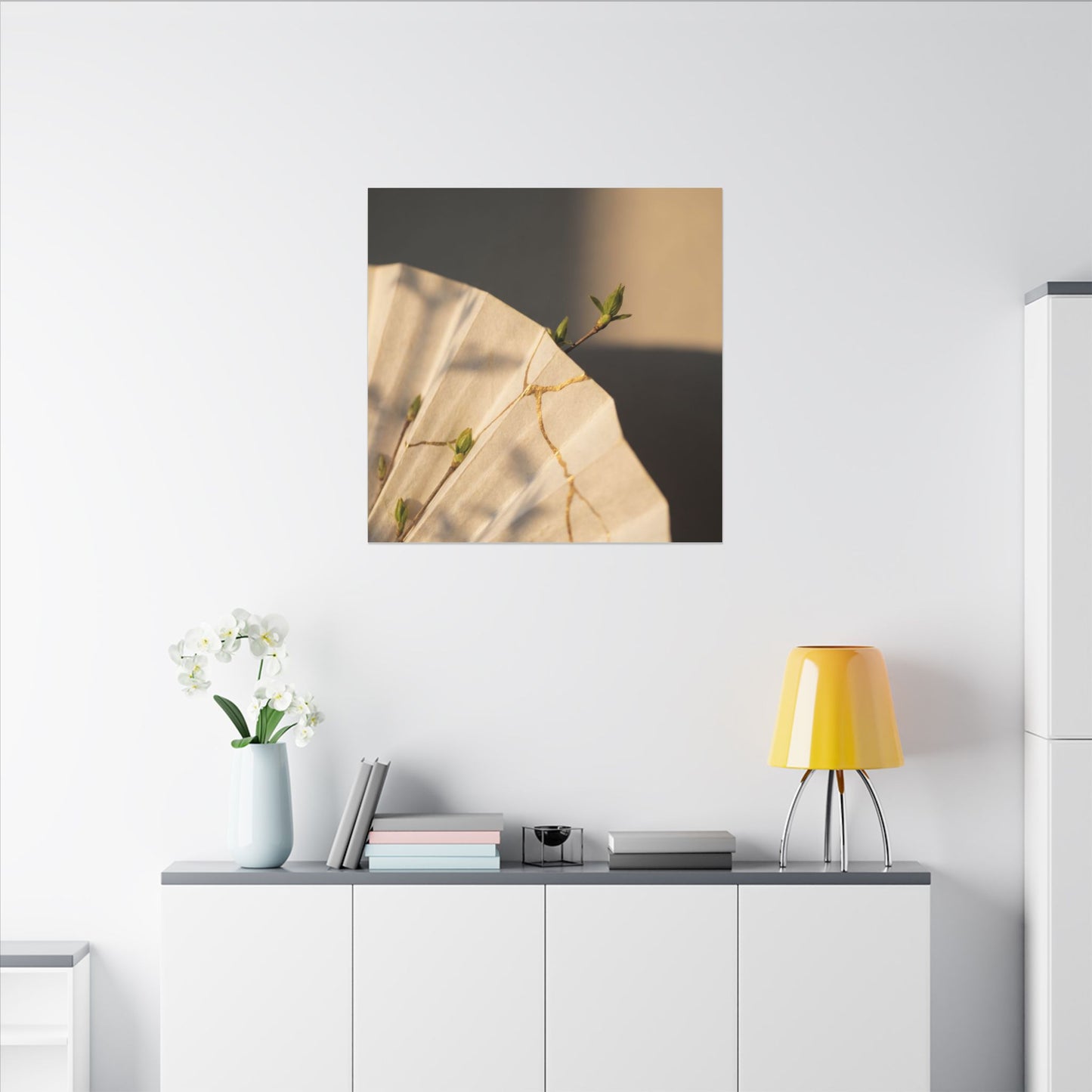 Paper Fold Gold Vein Canvas Art | Healing Kintsugi Art