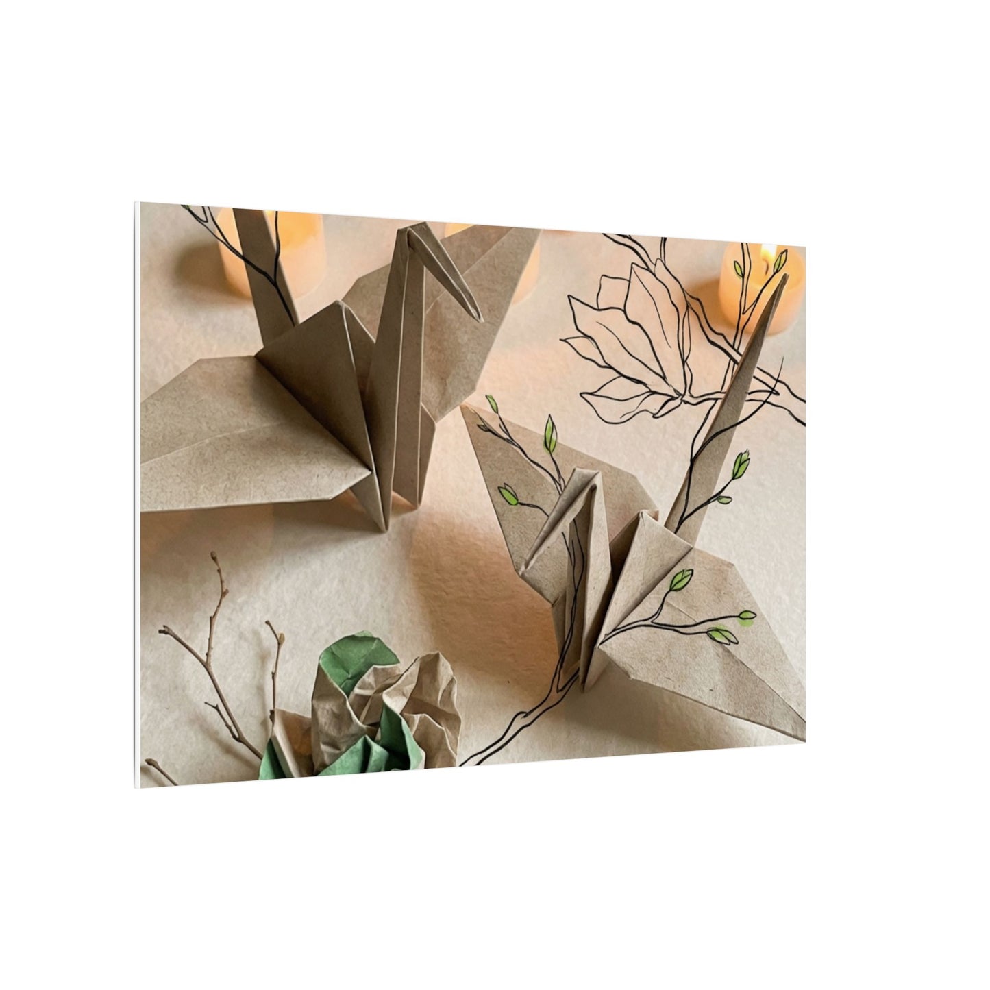 Paper Fold Spring Canvas Art | Japandi Earthy Design