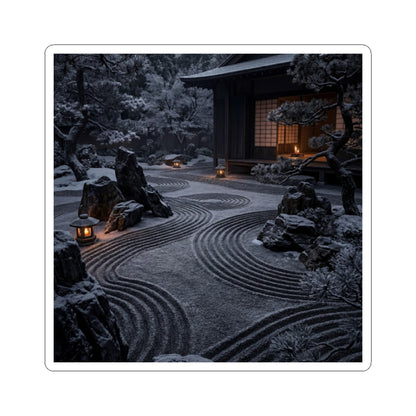 Candlelight Rock Garden Sticker - Dark Japandi Fukinsei Art Print