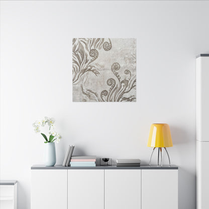 Japandi Fern Unfurling in Overcast | Japanese Pattern Canvas Art