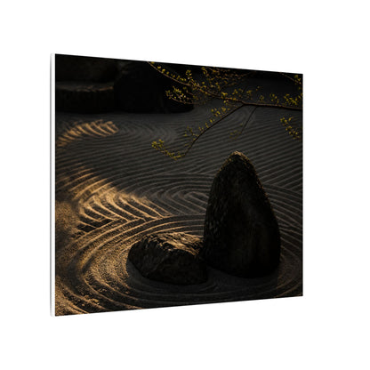 Ma Rock Garden Canvas Art - Dark Japandi Shadow Zen