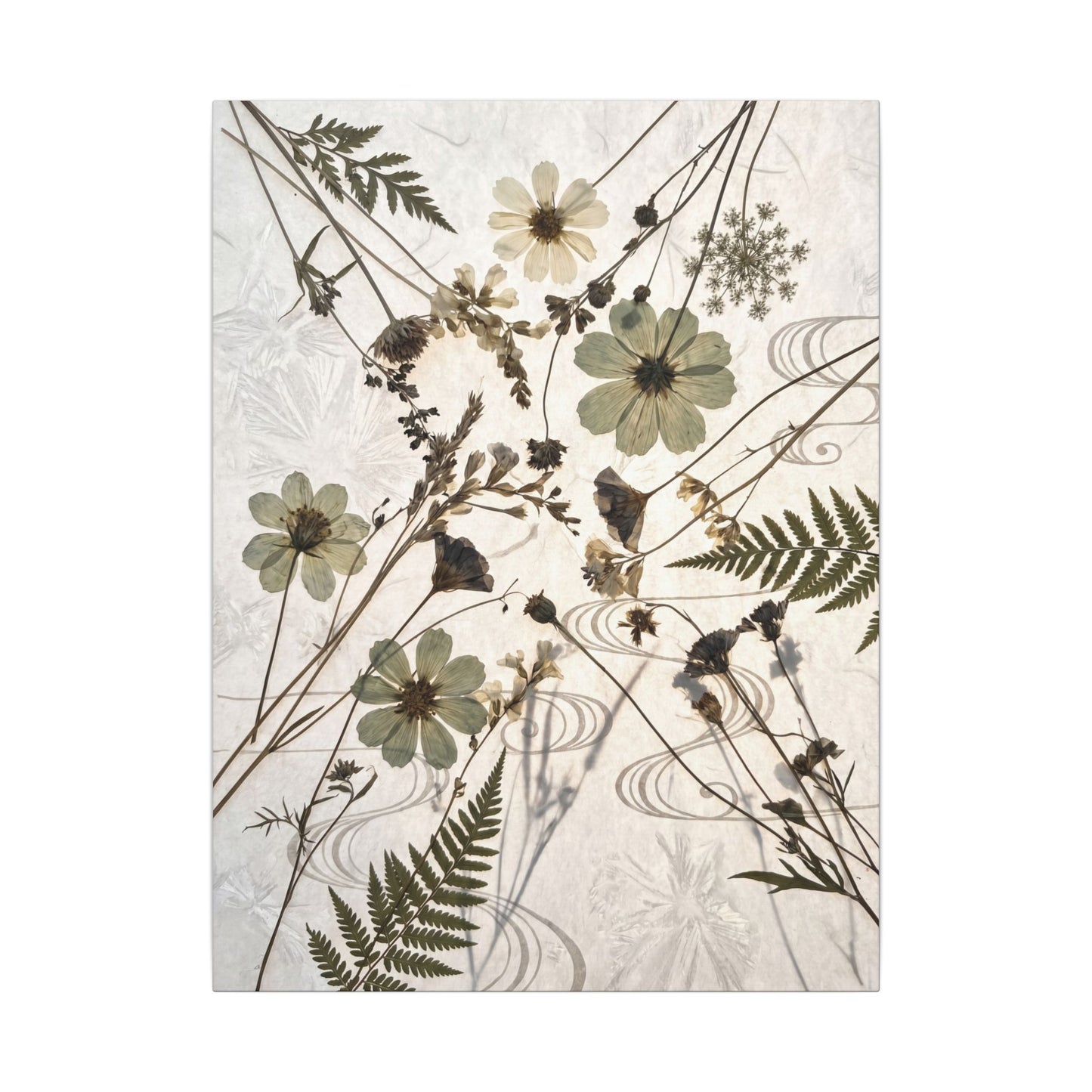 Japandi Dried Flowers in Golden Hour | Japanese Pattern Canvas Art