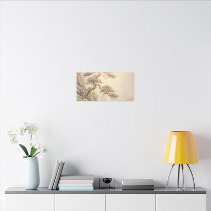 Winter Pine Tree Japanese Pattern Canvas Art | Elegant Decor