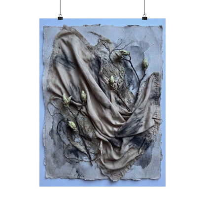Japandi Silk Drape in Moonlight | Texture Wall Art Print Art Print