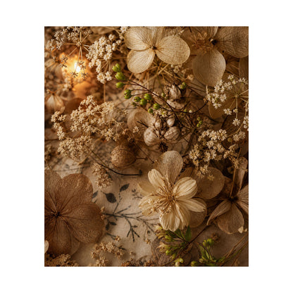Candlelight Dried Flowers Wall Art Print - Japandi Fukinsei