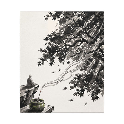 Serene Incense Smoke Canvas Art - Ukiyo E Inspired Zen