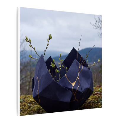 Paper Fold Canvas Art | Spring Kintsugi Gold Repair Art