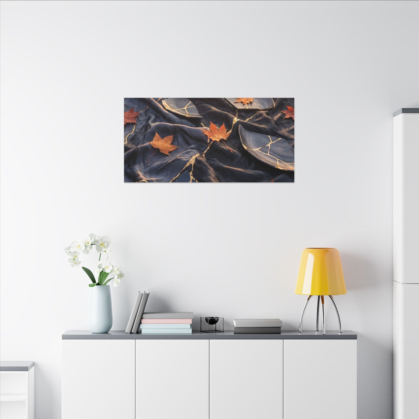 Golden Hour Silk Drape Canvas Art - Kintsugi Shibui