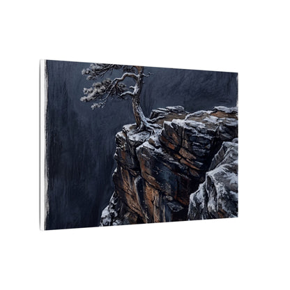Dark Japandi Pine Tree in Dawn | Dark Texture Canvas Art