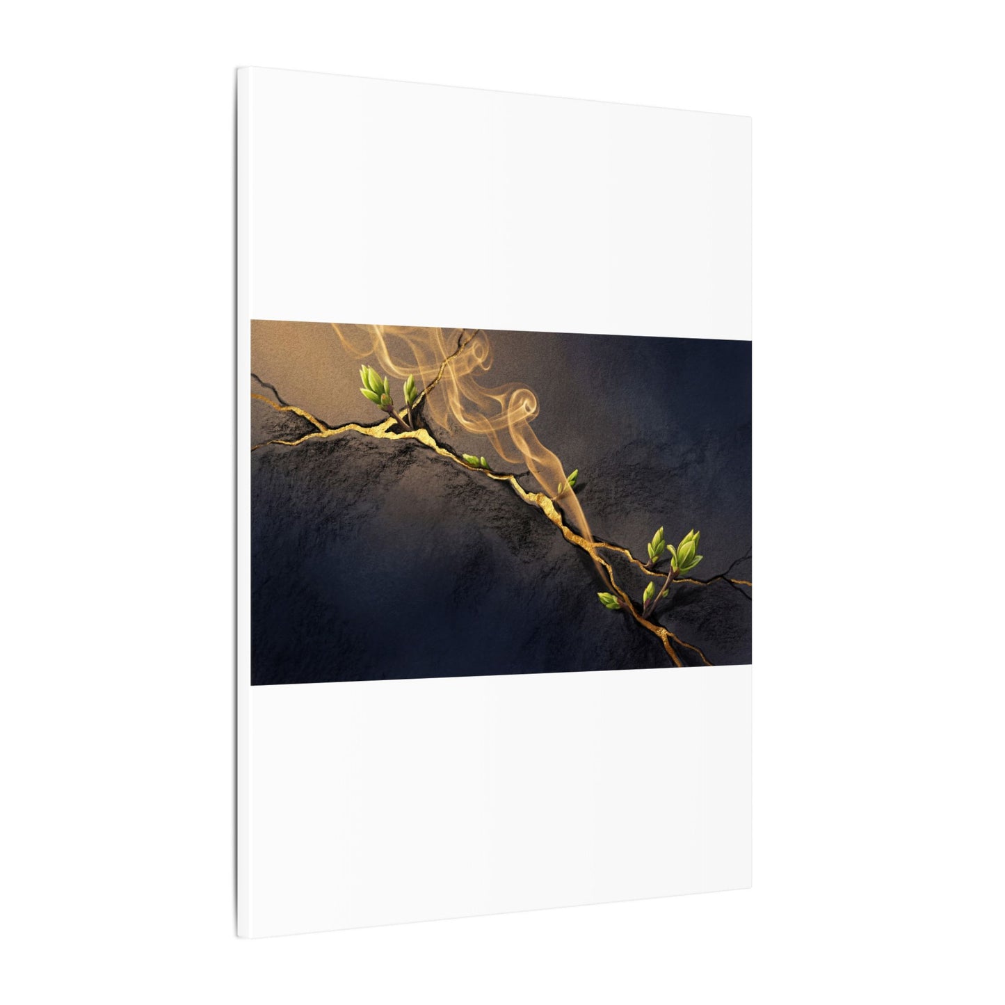 Spring Incense Smoke Gold Vein Canvas Art | Healing Decor