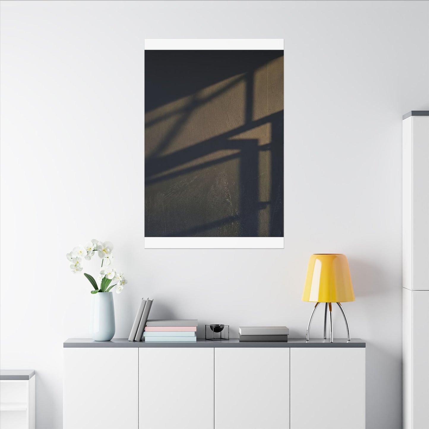 Sophisticated Shadow Play Canvas Art - Moody Minimal Dark Japandi