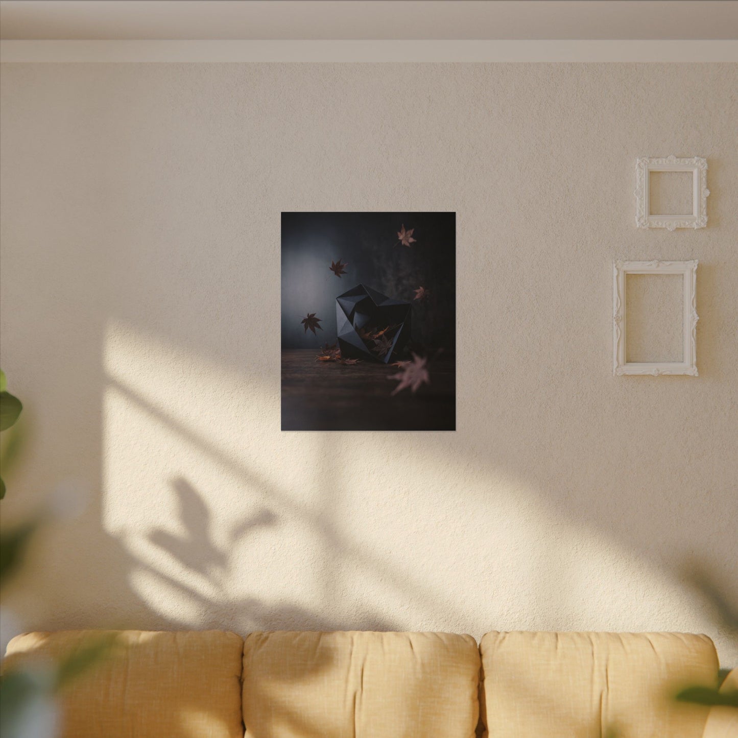 Dark Japandi Paper Fold in Dawn | Shadow Zen Canvas Art