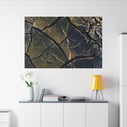 Winter Cracked Earth Moody Minimal Canvas Art | Atmospheric Decor