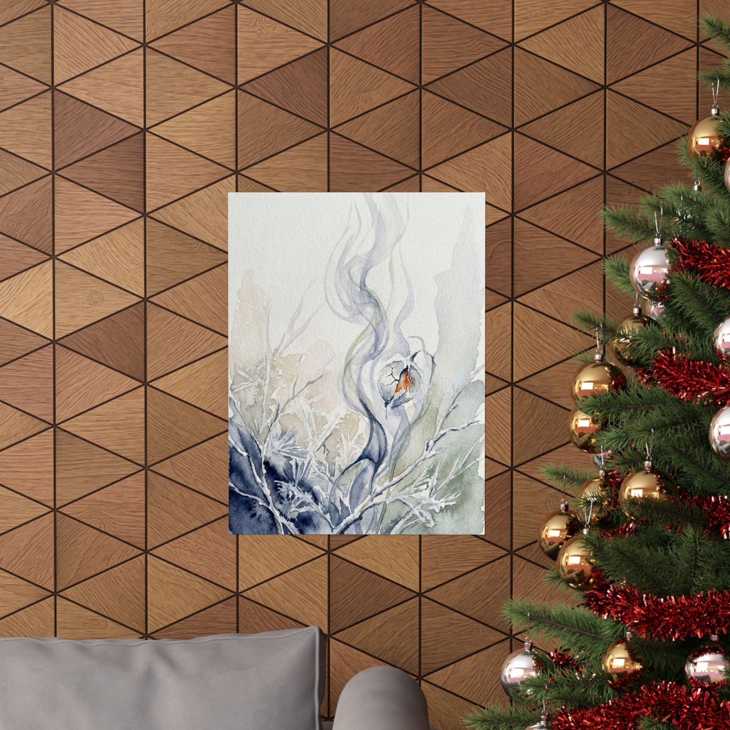 Incense Smoke Watercolor Wall Art Print | Elegant Japandi Art