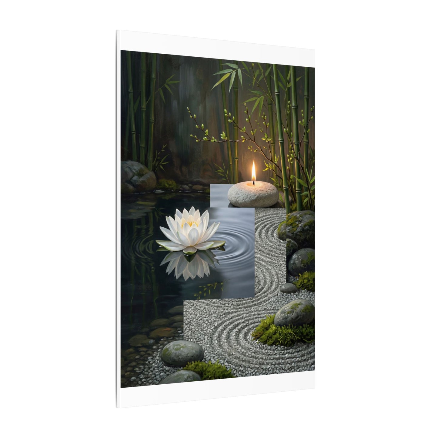 Candlelight Lotus Flower Canvas Art - Zen Kanso