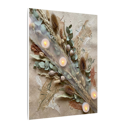 Candlelight Dried Flowers Canvas Art - Japandi Kanso